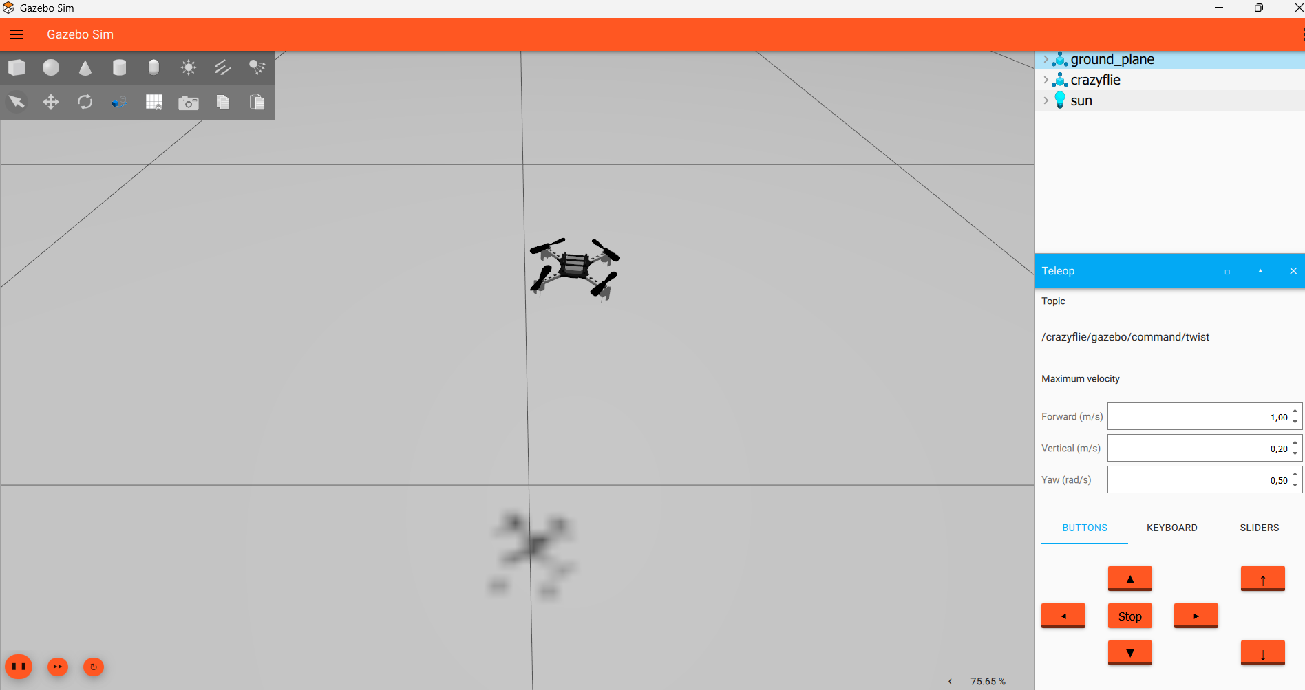 One terminal in the windows sub system startin up a robot description and ROS 2 natively on Windows running rviz2